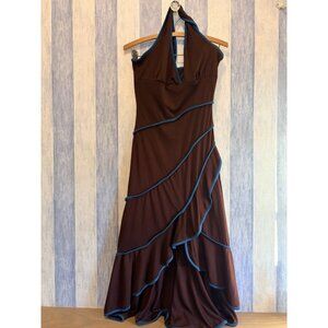 Vintage La Belle Ruffle Halter Dress Homecoming Y2K Fairy Coquette, Dancing